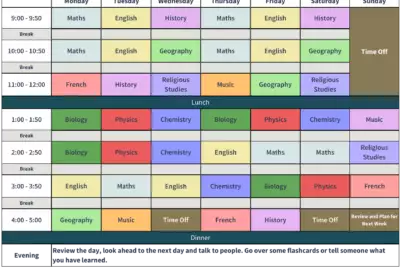 Free GCSE Revision Timetable Template